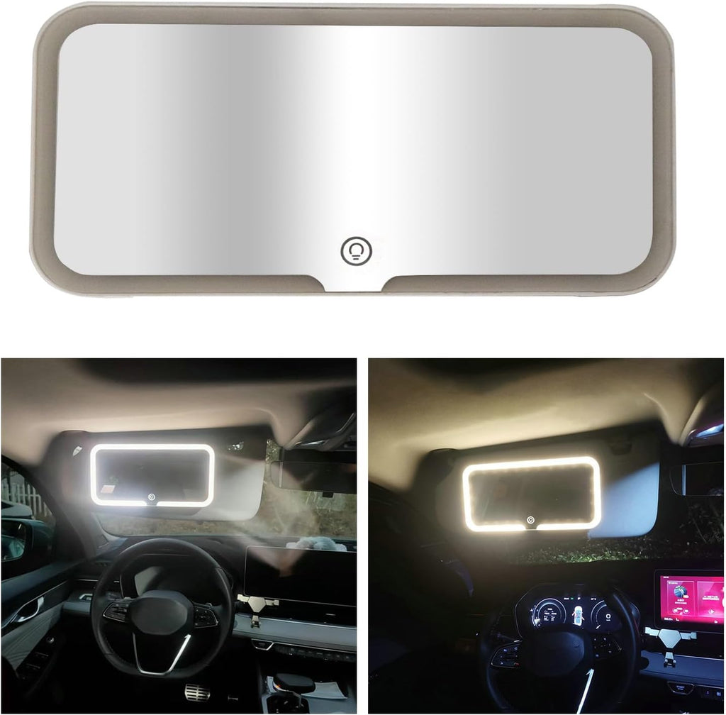 مرآة الزينة المضيئة LED لحاجب شمس السيارة