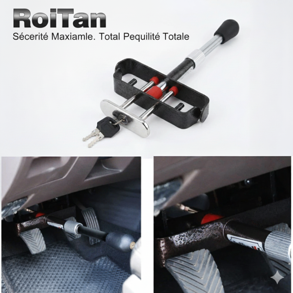 قفل أمان دواسة السيارة (فرامل/قابض)+مطرقة طوارئ 4في1  Promo Hbal! 🔥