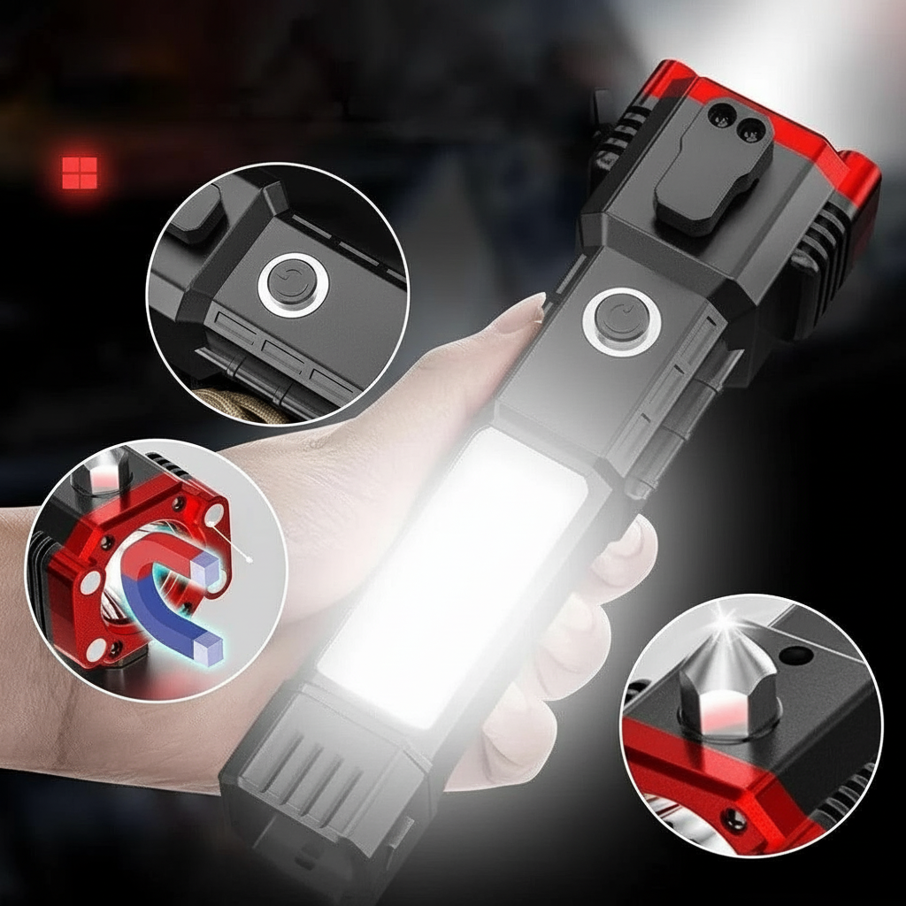 قفل أمان دواسة السيارة (فرامل/قابض)+مطرقة طوارئ 4في1  Promo Hbal! 🔥