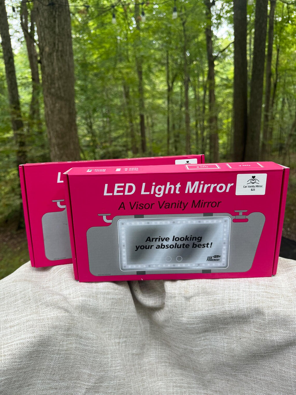 مرآة الزينة المضيئة LED لحاجب شمس السيارة